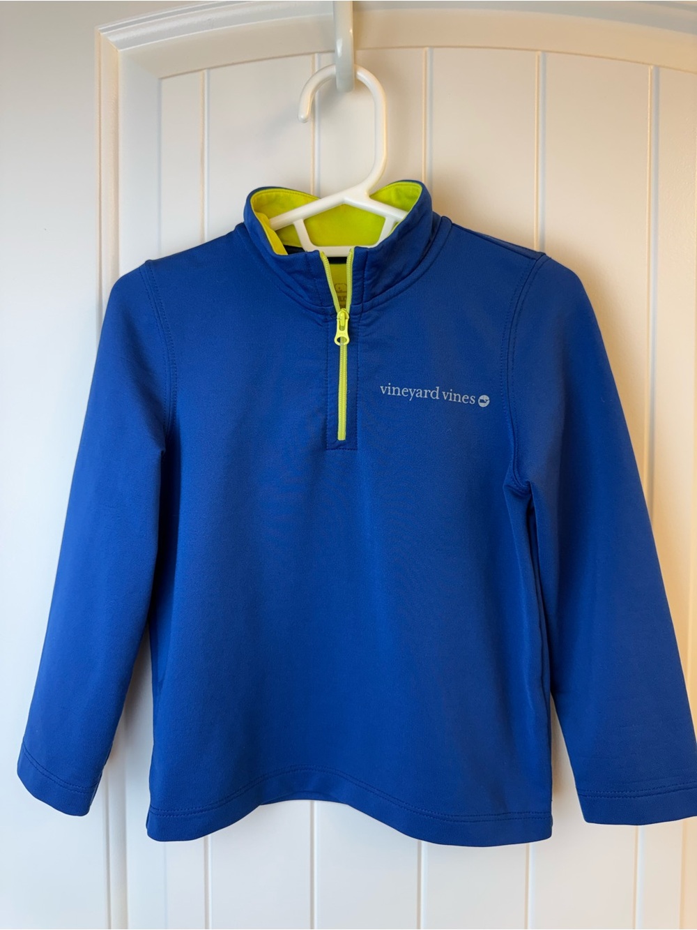 Vineyard Vines Kids Royal Blue Quarter-Zip Pullover with Lime Accent